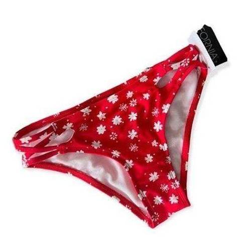 California Waves California for Waves Bikini Bottom Red Floral Print Size XS NWT