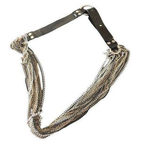 Buckle The  Leather Chain Belt Black  Silver Hardware Size M/L Casual Fall