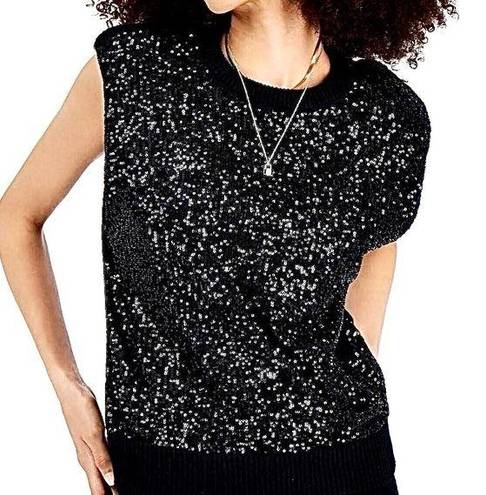 INC  Black Sleeveless Sequin Sweater Vest M