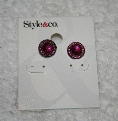 Style & Co NWT!!! . Pink & Pewter Circle Earrings