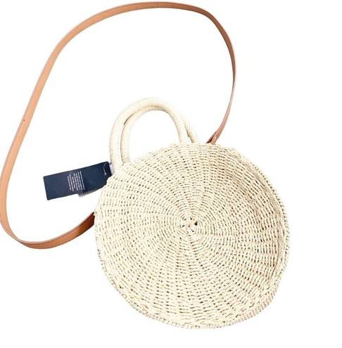 The Loft  Outlet Rattan Wicker Circle Purse Colorful Pom Poms Shoulder Bag NWT OS