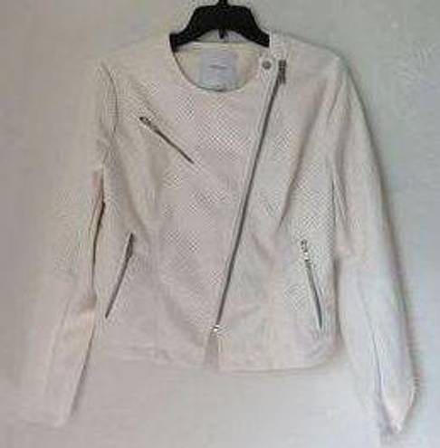 Skinny Girl white faux leather motto jacket Size Large