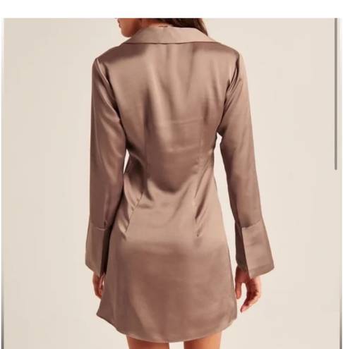 Abercrombie & Fitch Split Cuff Satin Shirt Dress