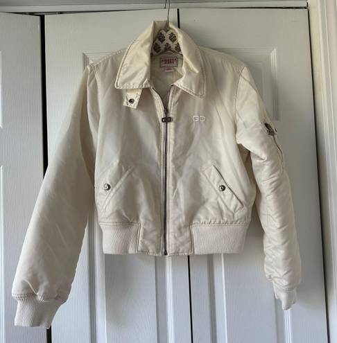 Guess Vintage  Jeans Off White Bomber Jacket