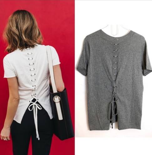 n:philanthropy 🆕 NWT | Graves Lace Up Back Short Sleeve Sweater | Silk Blend