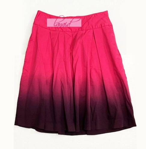 EXPRESS Pleated Ombre Skirt Hot Pink Purple High-Waist Waisted Dip-Dye Gradient