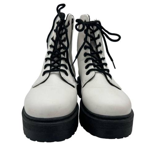 Qupid White Black Combat Boots Size 39 US size 8