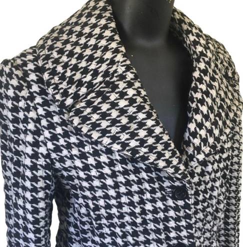 Jones New York  Houndstooth Wool-Blend Quilted Jacket in Black White