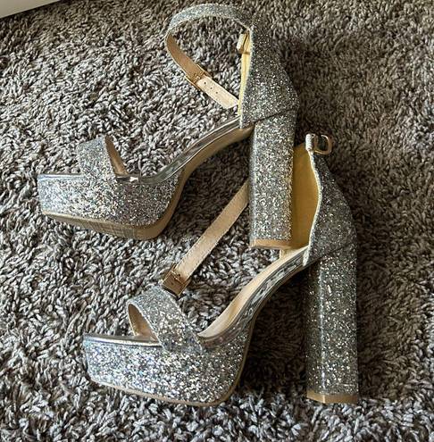 Silver Sparkly Heels Size 7