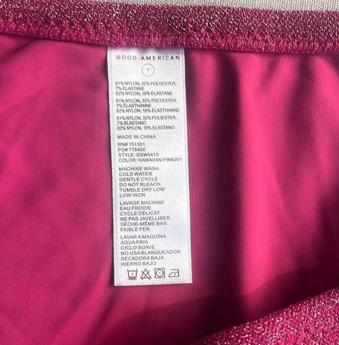 Good American  Plus Size 7 4X Bikini Swim Bottoms Hawaiian Pink Metallic NWT