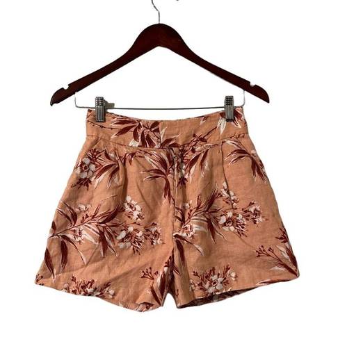 Joie  Linen Pink Floral Casual High Waisted Shorts