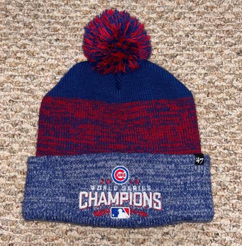 47 Chicago Cubs embroidered World Series knit puff ball beanie