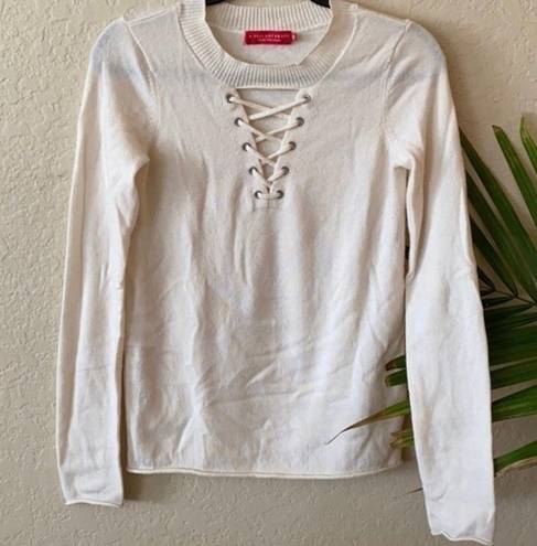 n:philanthropy n.philanthropy Cream Wool Cashmere Blend Lace Up Sweater