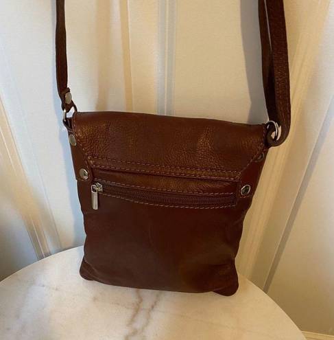 Vera Pelle  brown pebbled leather crossbody ITALY