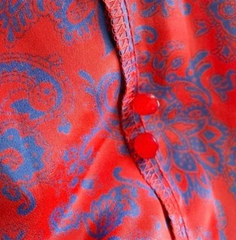 Oscar de la Renta Red-Blue Paisley Blouse