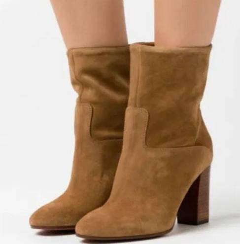 Polo  by Ralph Lauren Brindley Suede Ankle Boot Heel Booties Tan Size 9B