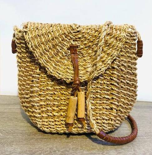 Krass&co Vintage G.H.Bass &  wicker/straw boho crossbody bag