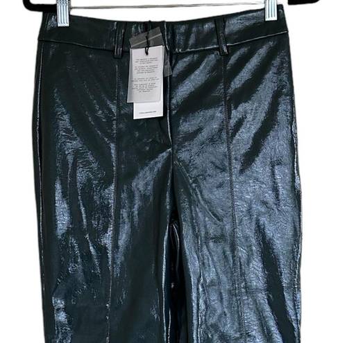 7 For All Mankind NWT  Green Faux Leather Shiny Wide Leg Pant Hunter Green