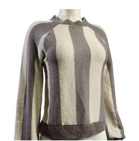 The Row Stone gray taupe and cream striped scoop neck light weight pullover sweater