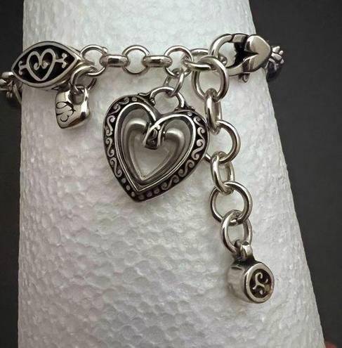 Brighton RETIRED  Silver Tone Ellington Bracelet Heart Statement Gift Wedding Lov