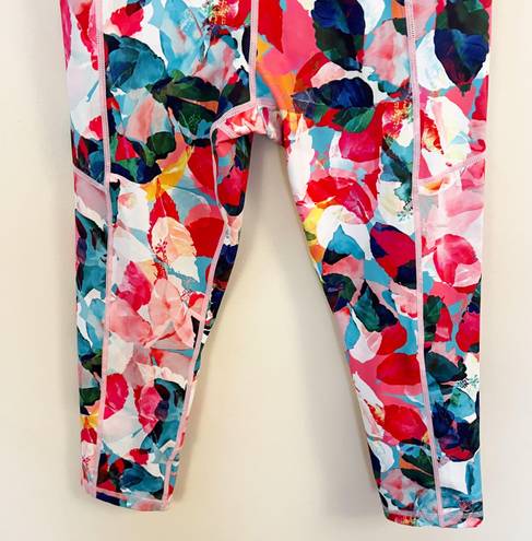 Zyia Multicolor Floral Print Cropped High Rise Leggings Size 6-8 Athletic