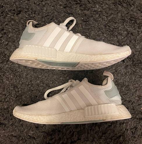 Adidas white and green nmd sneakers