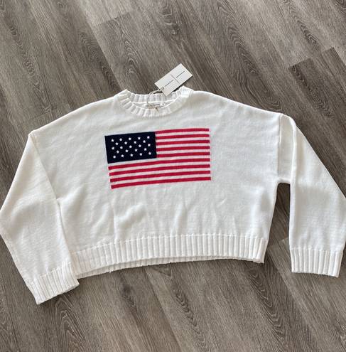 moon&madison American flag iconic crewneck pullover knit sweater small cream NEW NWT
