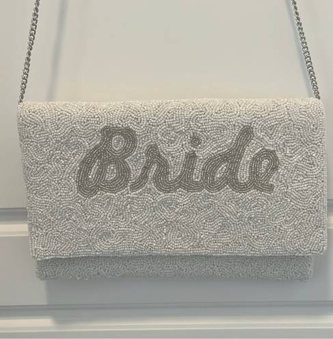 Beaded “Bride” Clutch White