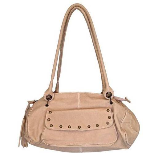 Vera Pelle   Leather Elongated Hobo Bag Rivets  Y2K Domed Rivets