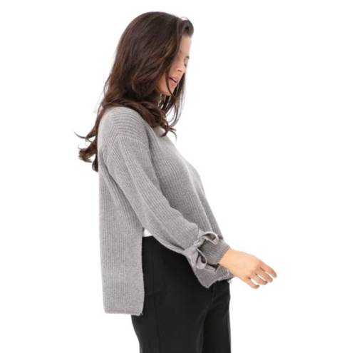 Tuckernuck  Bloggers Favorite all:row Bow Sleeve Side Slit Sweater Small Gray