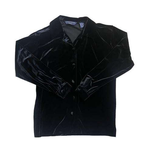 Preston & York Vintage  crush velvet black button down long sleeve shirt