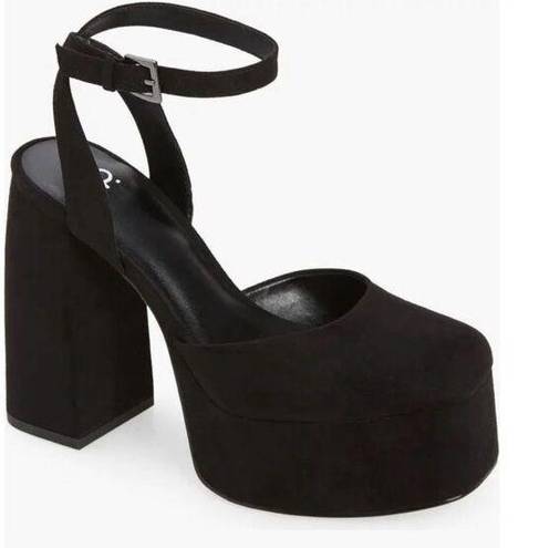 BP  Platform Pump Womens Size 5 Black Chunky Block Heel Ankle Strap