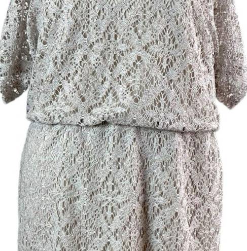 Dress Barn  NEW Blouson Dress Open Stitch Crochet Party Women’s Cream NWT 20W Plus