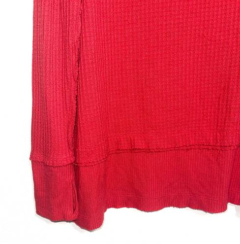 We The Free FP North Shore Red Waffle Knit Oversized Top