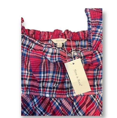 Sim & Sam  Plaid Blouse Top Size Medium