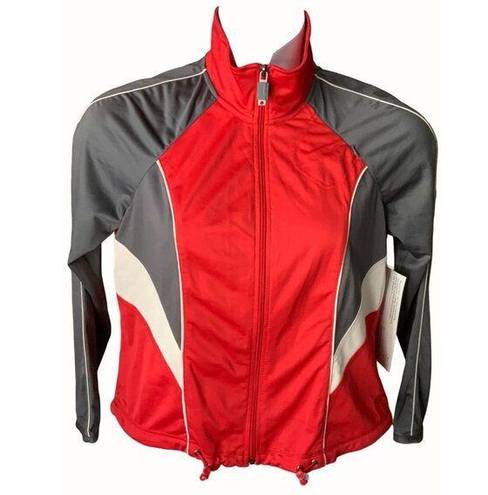 Oleg Cassini  Sport Red Track Jacket Womens Petite Lightweight Zip Cotton New PL