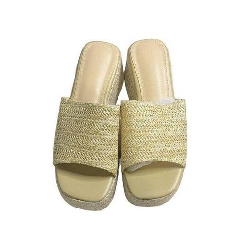 Tan Woven Espadrille Wedge Sandals Platform Espadrilles Womens 8 NEW