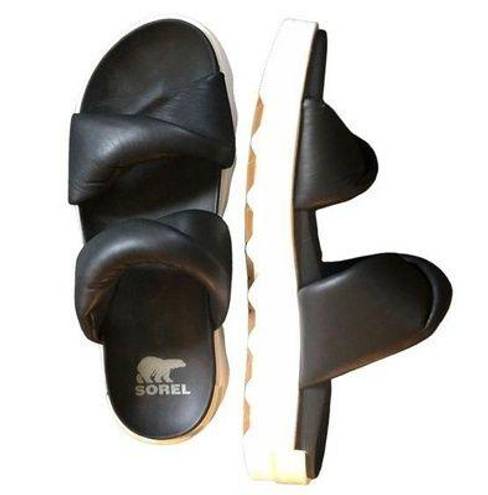 Sorel Viibe Puff Platform Sandal Slide Size 11 Black Summer Comfort Slip On