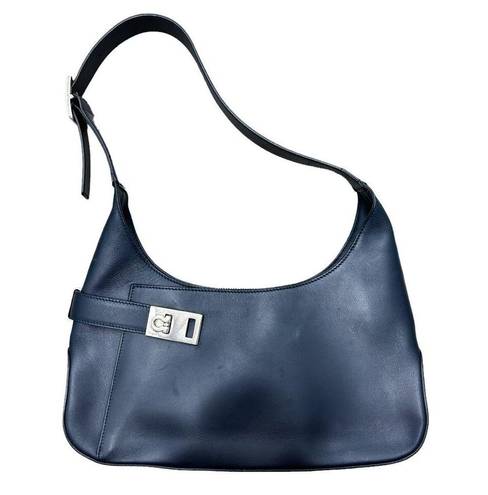 Salvatore Ferragamo  Gancini Leather Handbag Midnight Blue Hobo Bag