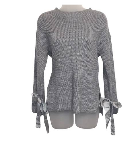 Tuckernuck  Bloggers Favorite all:row Bow Sleeve Side Slit Sweater Small Gray