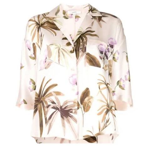 Vince  silk vacation floral button down