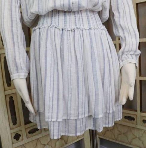 Rails Revolve  Jamine Linen Blend Mini Long Sleeve Dress Figi Stripe Size S