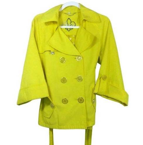 Guess  Sun Yellow Trench Button Up Coat Bright Bold Size M