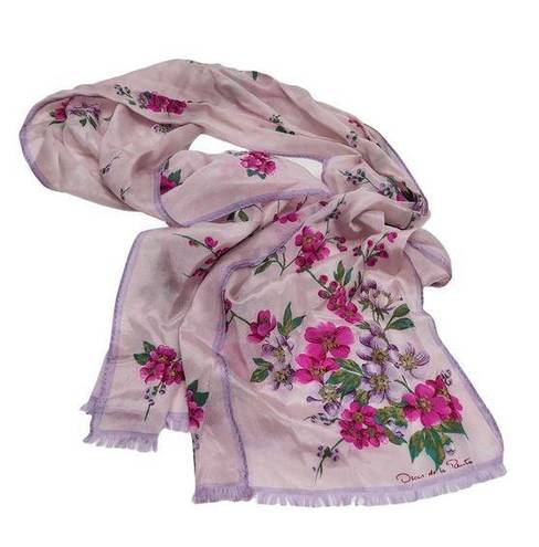 Oscar de la Renta Vintage  Purple Floral Silk Scarf Wraps