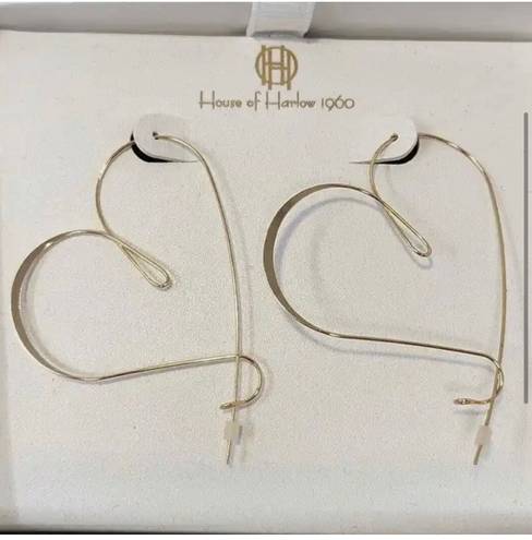 House of Harlow 1960 gold tone large heart hoop dangle earrings