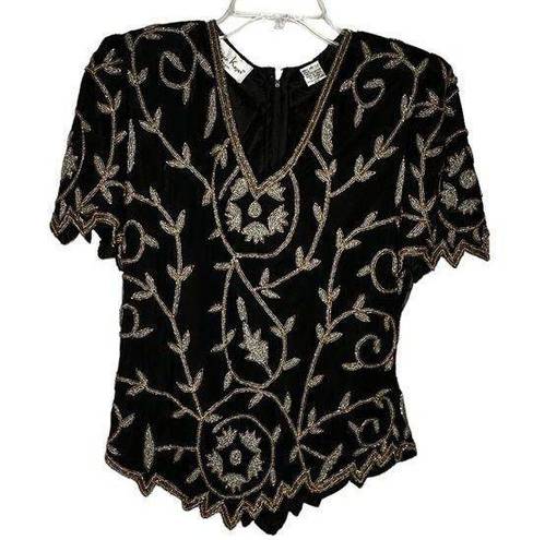 Laurence Kazar Vintage  Silk Beaded Top