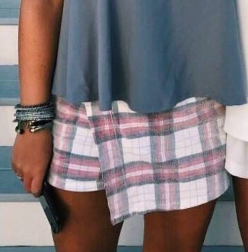 Silence + Noise Red White And Blue Plaid Skort