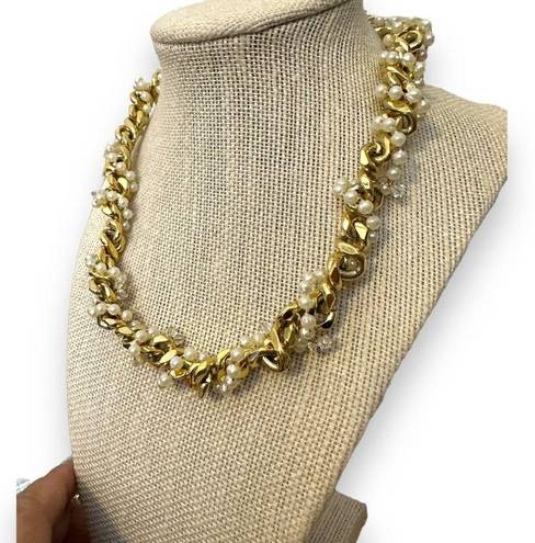 Givenchy  Chain Faux Pearl AB Stone Necklace