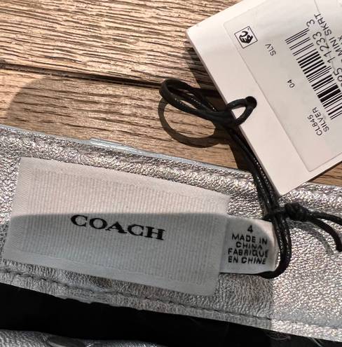 Coach Metallic Silver Leather Mini Skirt