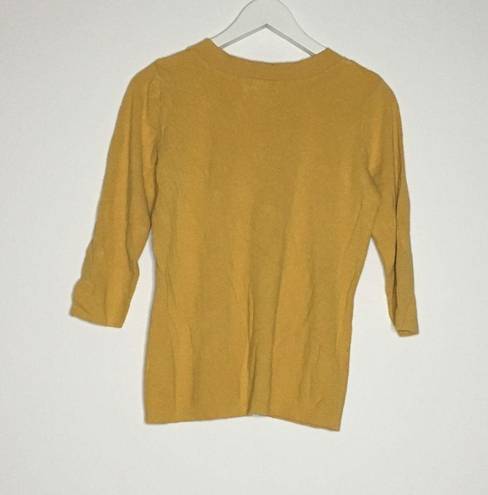 Dress Barn  3/4 Sleeves Crewneck Sweater Mustard Yellow Top Womens Size M